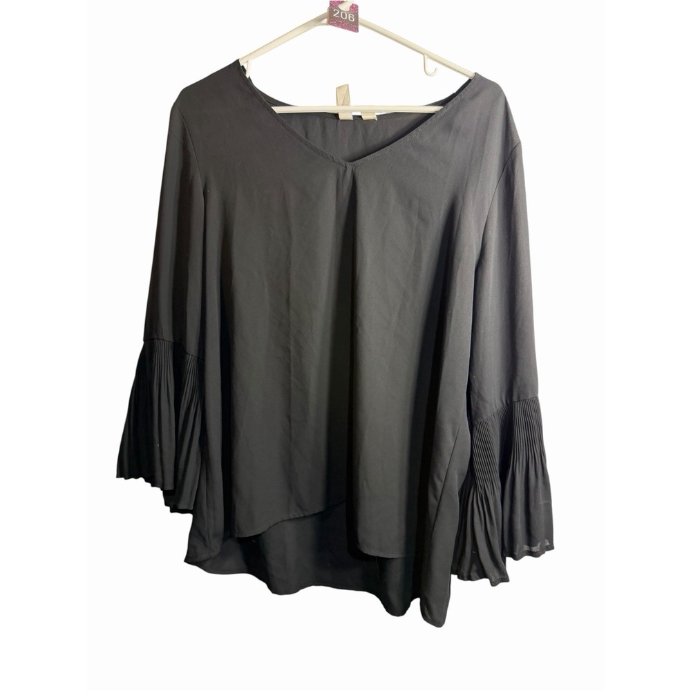 tacera womens black long fancy sleeve shirt size large